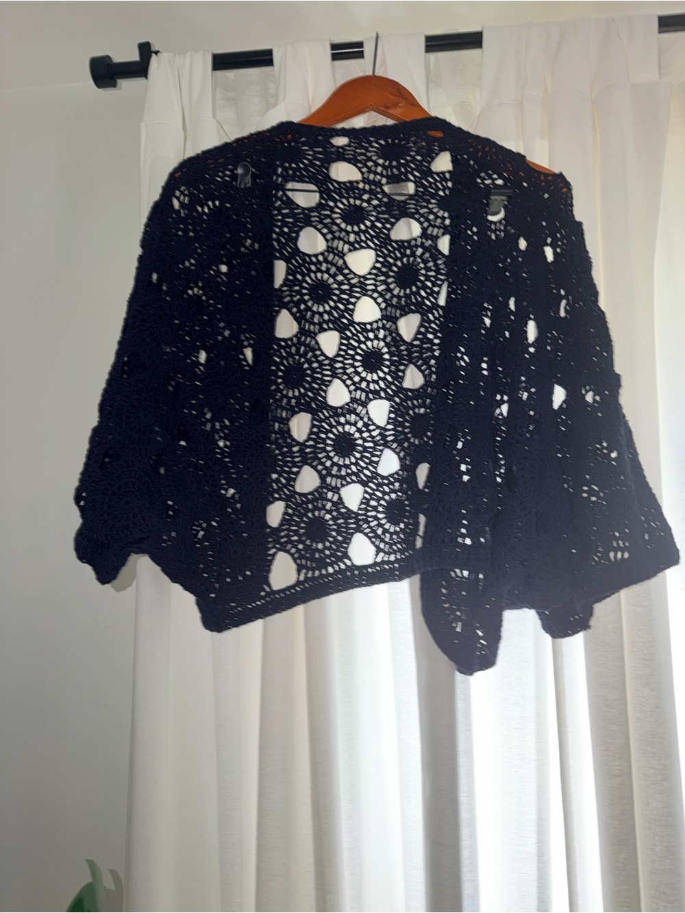 Chico's 100% Cotton Navy Crochet Cardigan/Shrug- chicos 3/XL